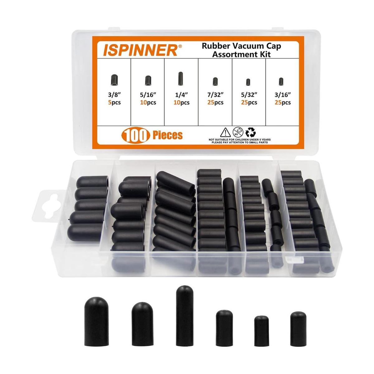 ISPINNER Kit surtido de 100 tapas de goma al vacío para