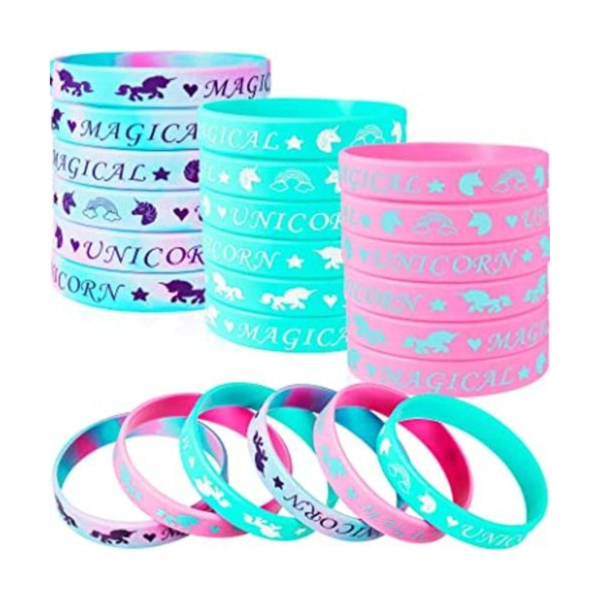 30 pulseras mágicas de silicona de unicornio para fiestas
