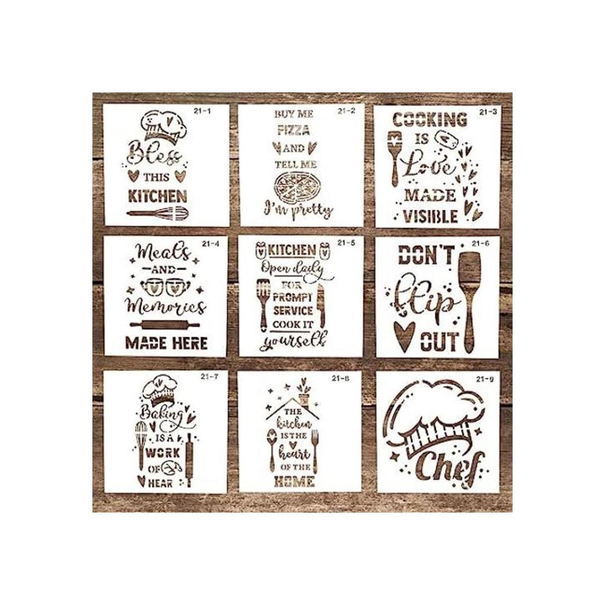Plantilla decorativa reutilizable para cartas de cocina