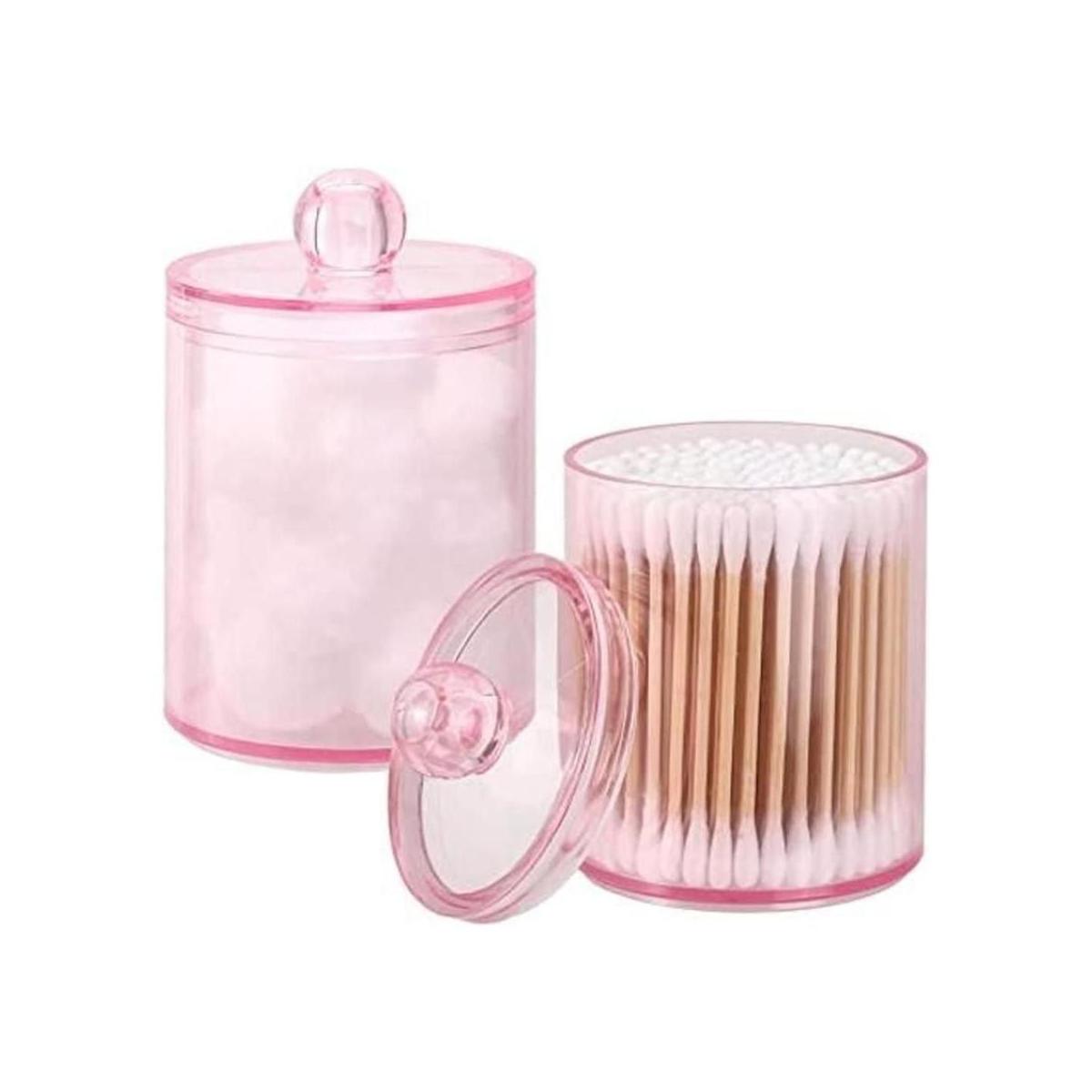 Tbestmax Paquete de 2 tarros de baño con soporte Qtip para