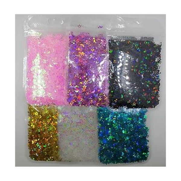 6 colores de estrellas luna grueso con purpurina_5