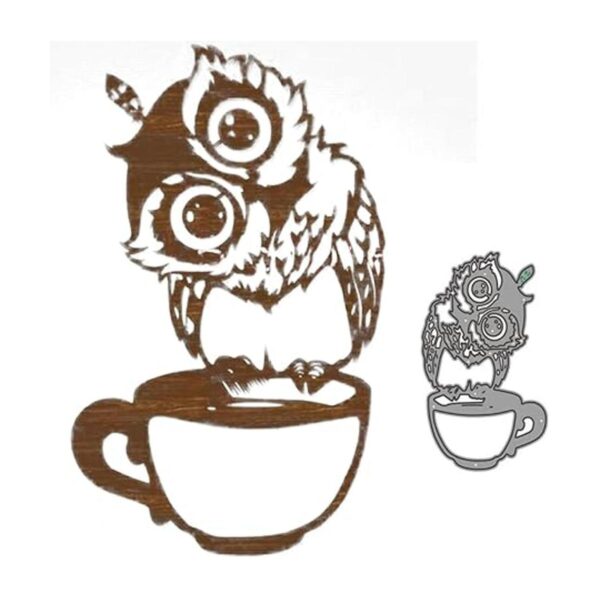 Animal Owl Metal Die CutsOwl on Cup Cutting Dies Cut_2