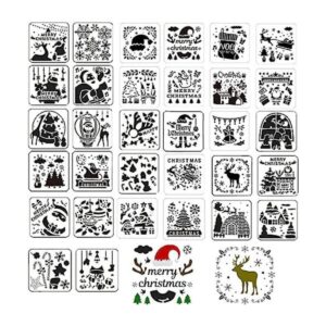 BOSOIRSOU 32 plantillas de pintura de Navidad de plástico_1