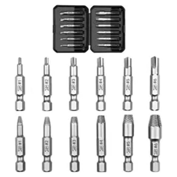 B BOSI TOOLS Juego de 12 extractores de tornillos dañados