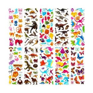 Calcomanías infladas de animales para niños 52 hojas de