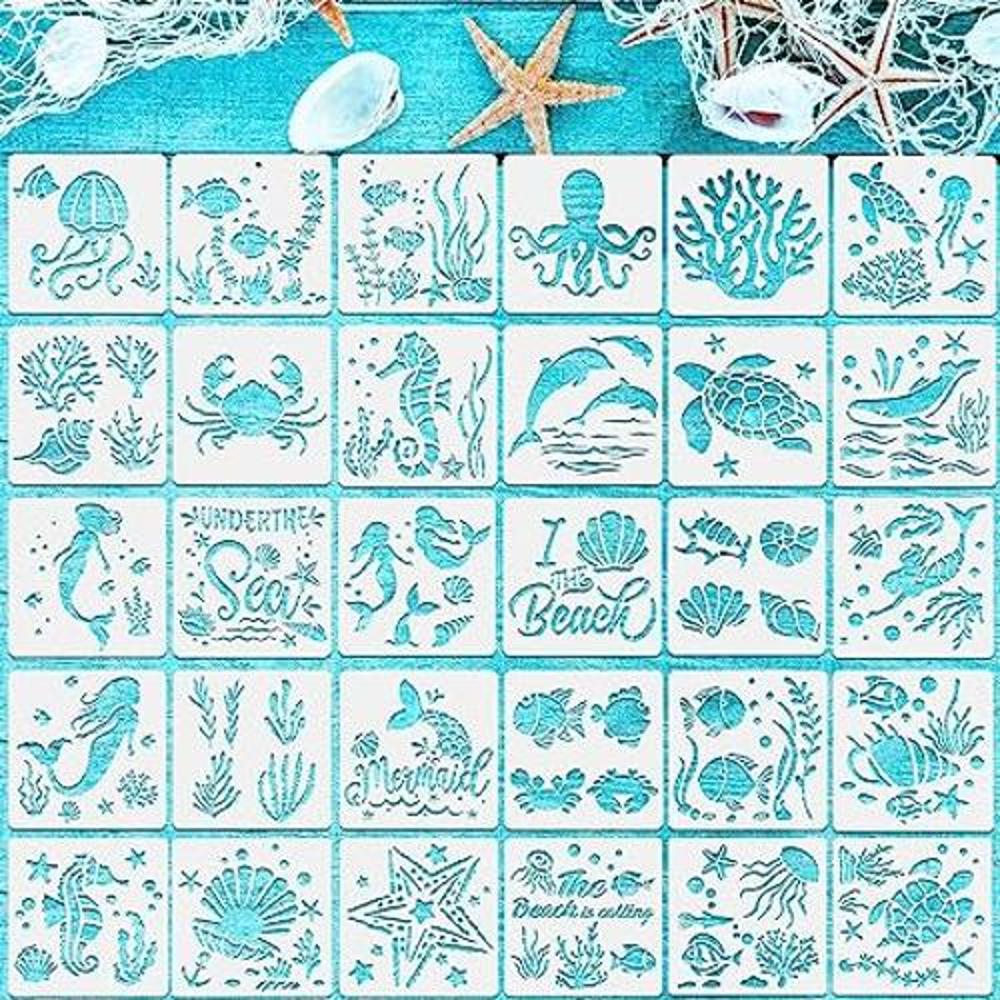 30 plantillas de criaturas del océano marino para pintura