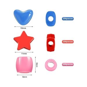 600 piezas de corazones Pony cuentas de estrellas grandes
