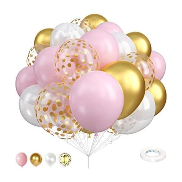 Globos de oro rosa y blanco globos de látex de confeti_1