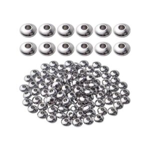 100 cuentas espaciadoras redondas de acero inoxidable con