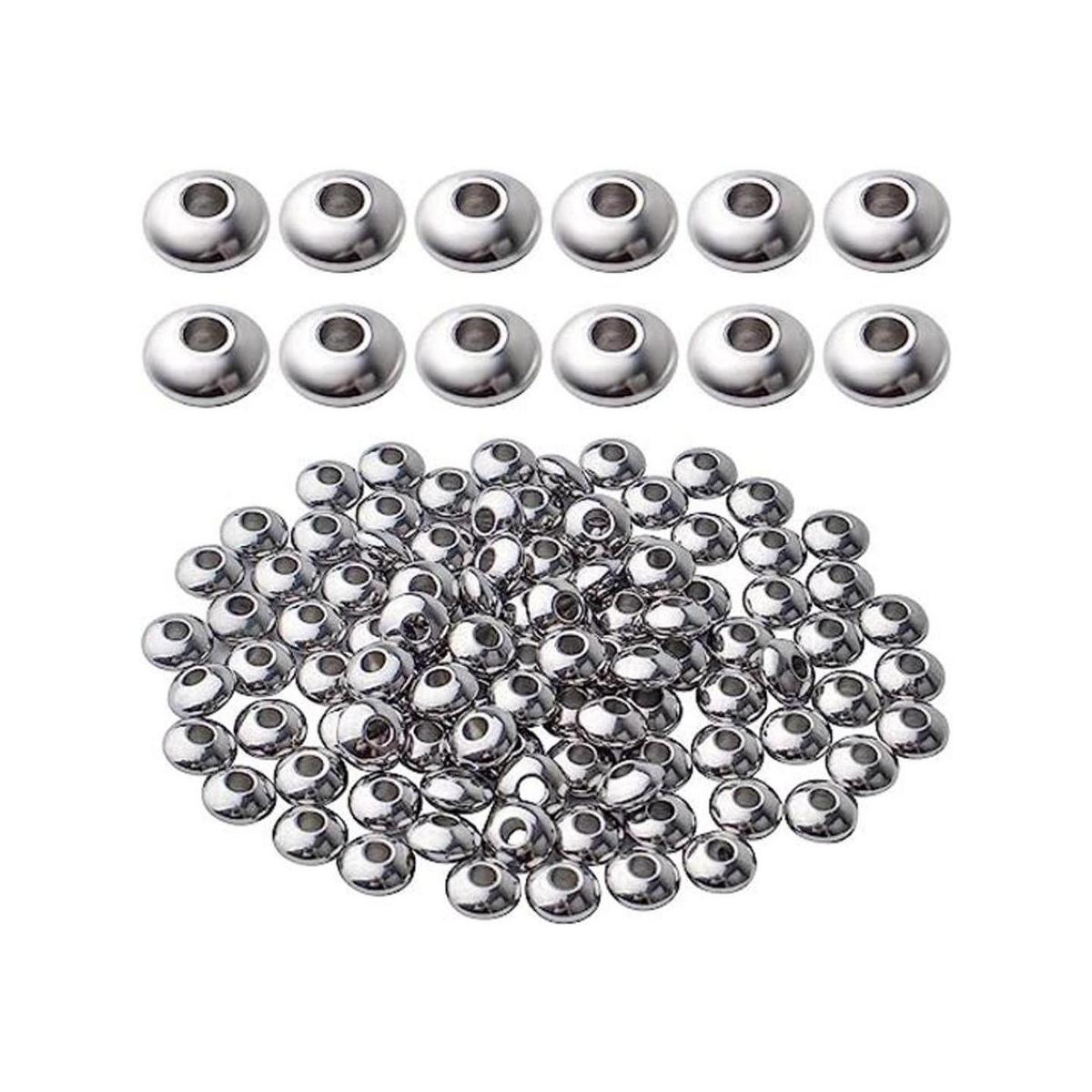 100 cuentas espaciadoras redondas de acero inoxidable con