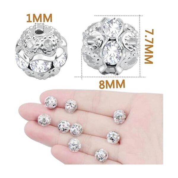 100 cuentas espaciadoras de bolas de cristal plateado de