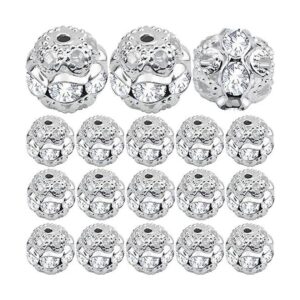 100 cuentas espaciadoras de bolas de cristal plateado de