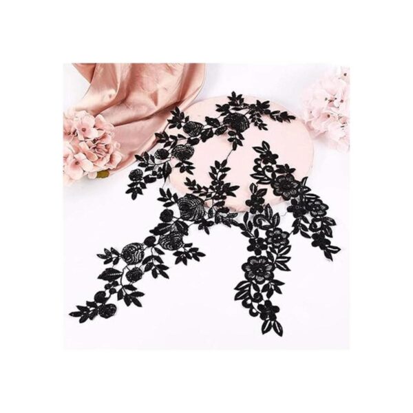 GORGECRAFT 2 pares de parches de flores negras apliques