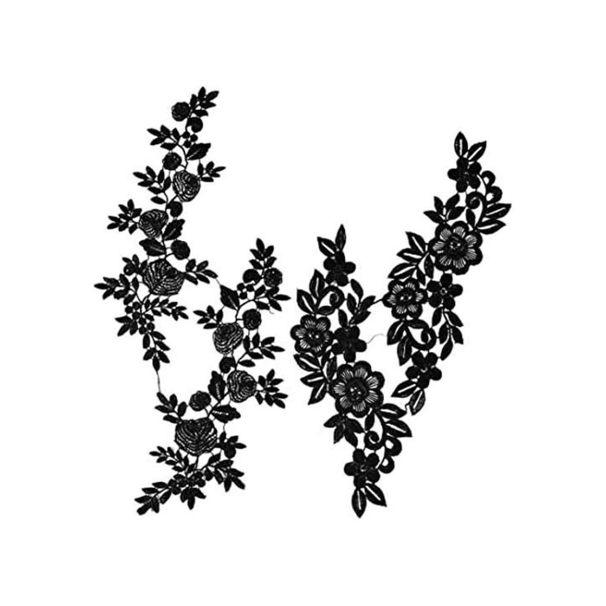 GORGECRAFT 2 pares de parches de flores negras apliques