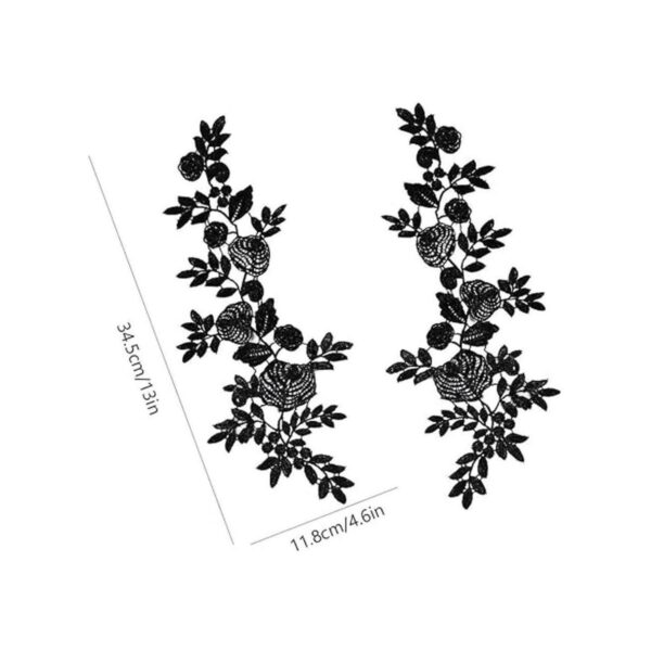 GORGECRAFT 2 pares de parches de flores negras apliques