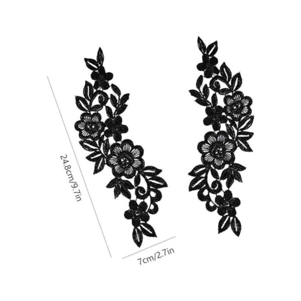 GORGECRAFT 2 pares de parches de flores negras apliques