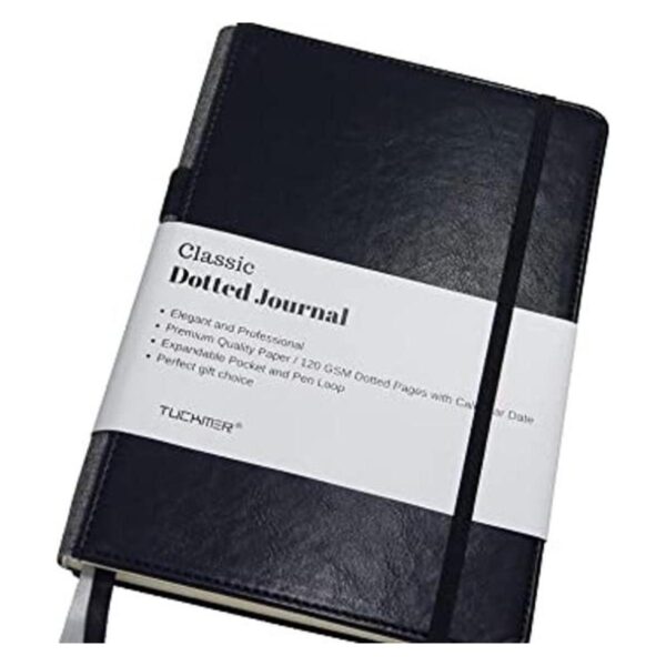 Dotted Grid Meeting Notebook A5 Leather Bound Black Note_1