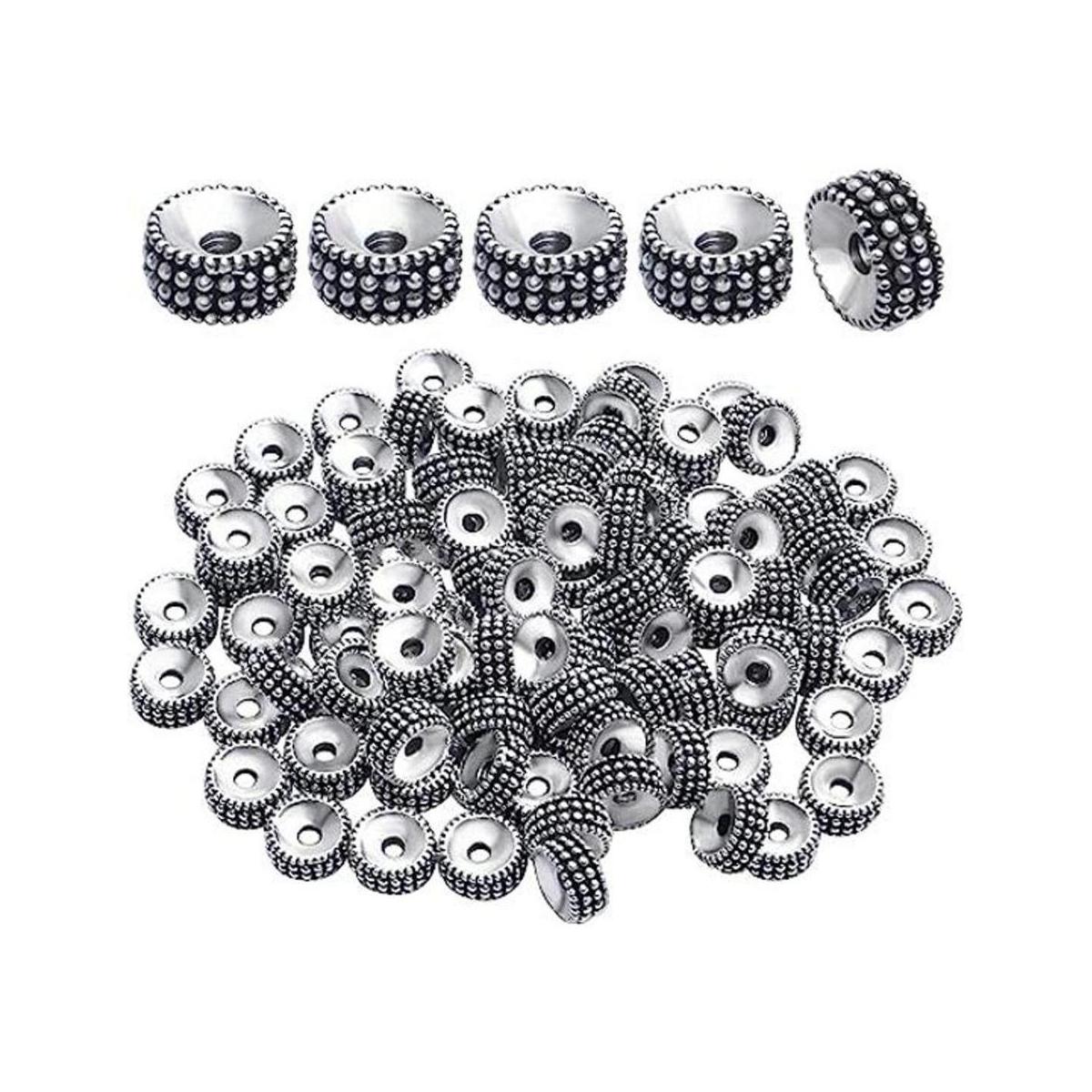 100 cuentas sueltas de aleación de plata cuentas