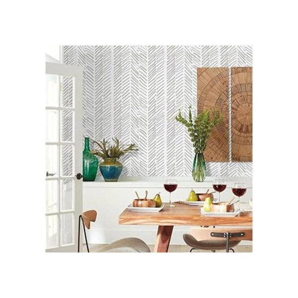 Guvana Papel tapiz de rayas marrón y blanco de 118 x 17.7_2