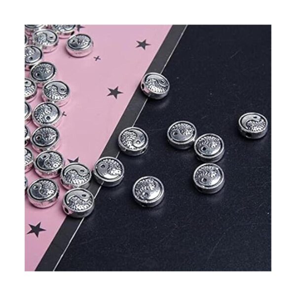 Acxico 50 piezas de cuentas espaciadoras sueltas de plata