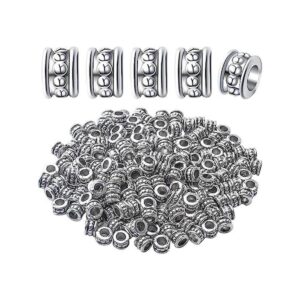 200pcs plata grandes agujero espaciador cuentas de