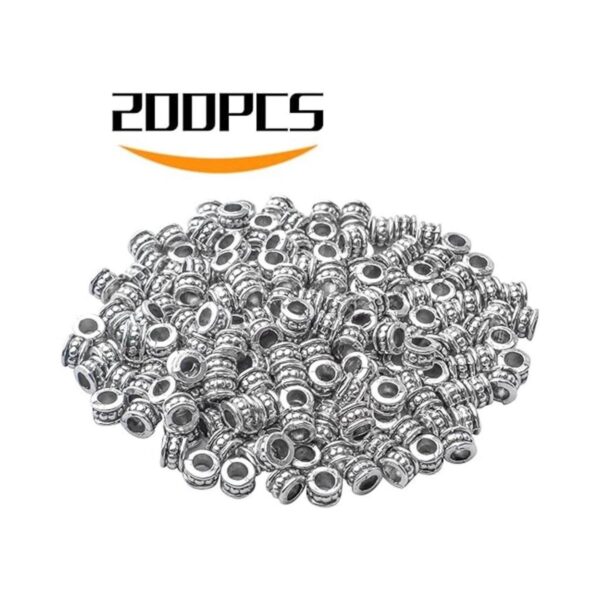 200pcs plata grandes agujero espaciador cuentas de