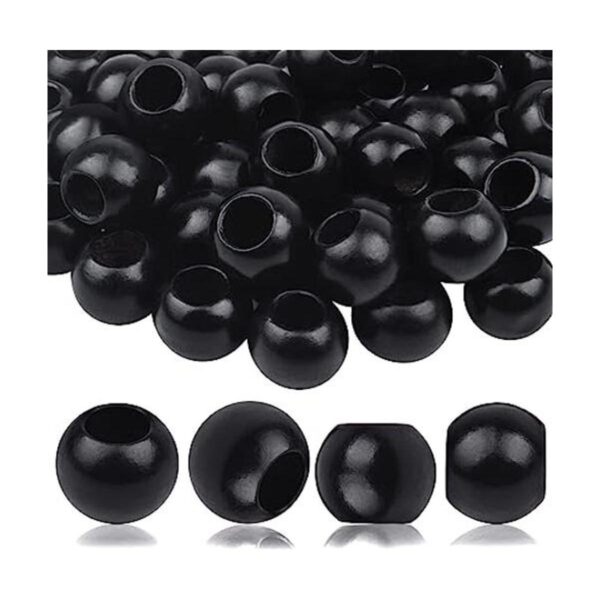 50 cuentas de madera negras redondas de 0.787 in cuentas