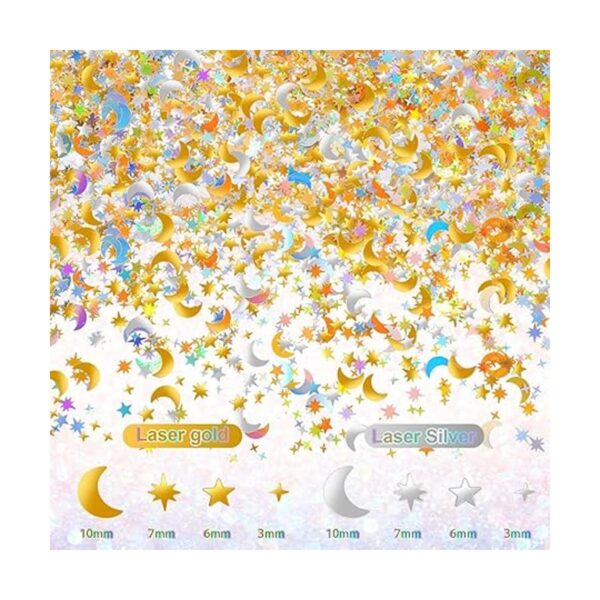 Confeti holográfico de estrella y luna de 60 g 2.1 oz