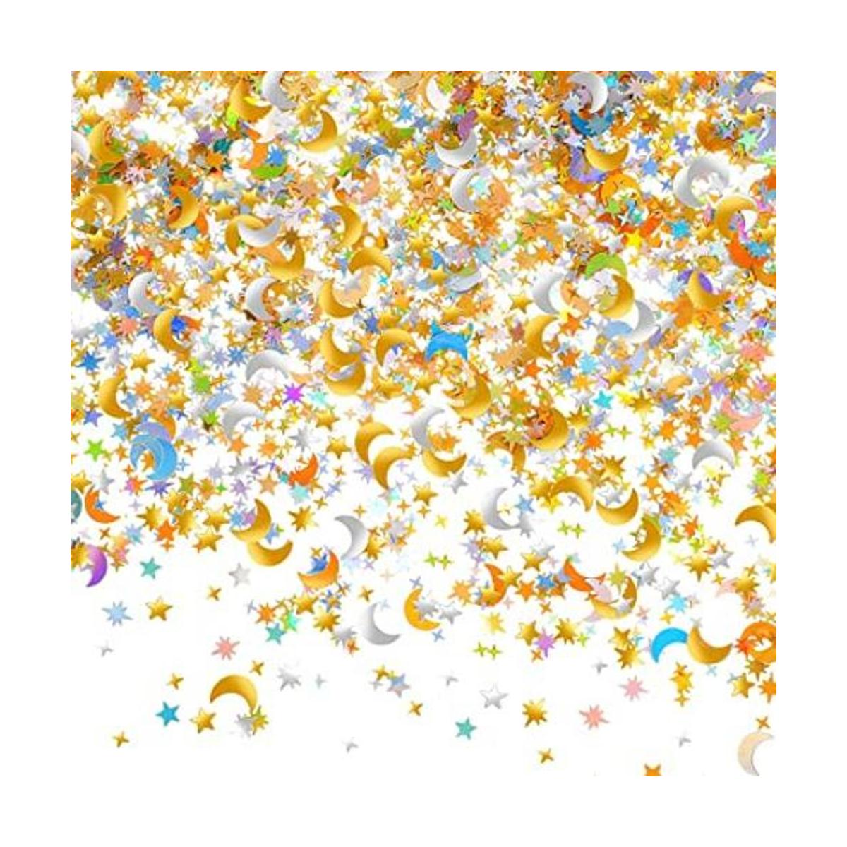 Confeti holográfico de estrella y luna de 60 g 2.1 oz