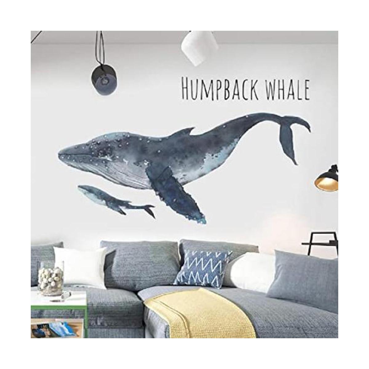Pegatinas de pared con diseño de ballena jorobada para