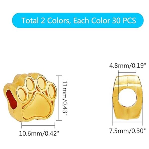 PH PandaHall 60pcs 2 colores huellas de perro perrito