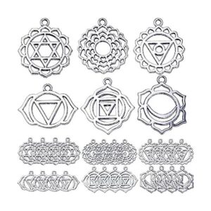 30 colgantes de 6 estilos de chakras de aleación de