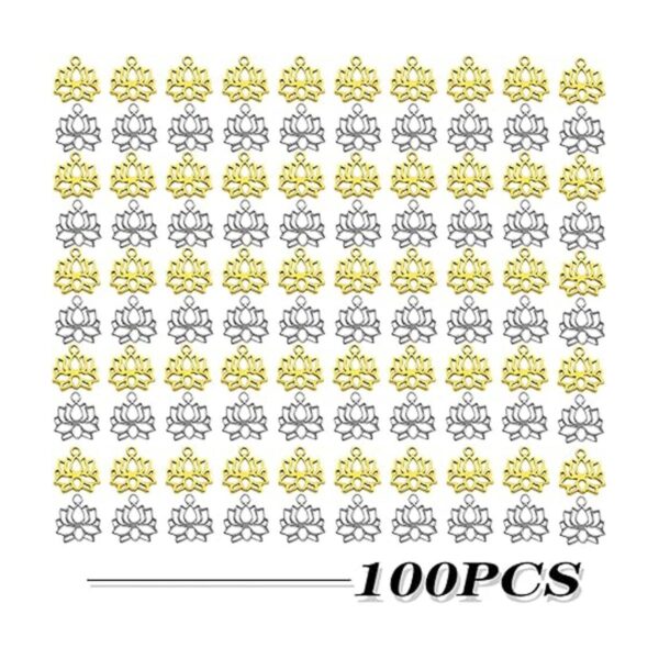 100 colgantes de flor de loto hueca de aleación
