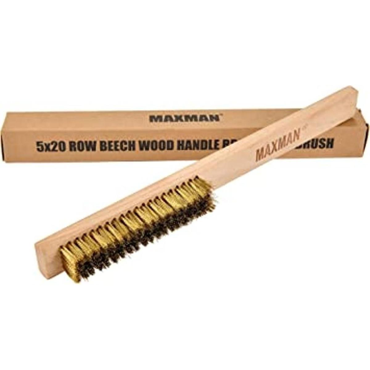 MAXMAN Cepillo de alambre de latón mango de madera