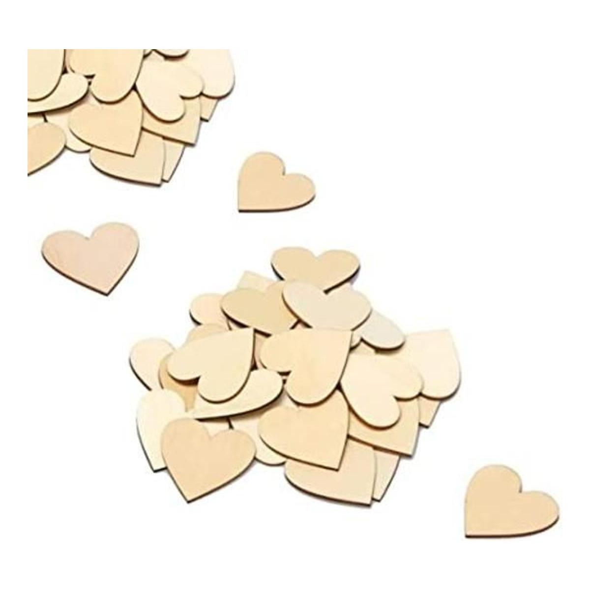 100 piezas de mini mesa de madera rústica con corazón de