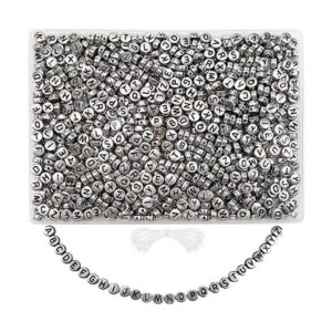 TOAOB 1000pcs Silver Round Letter Beads 4x7mm Acrylic