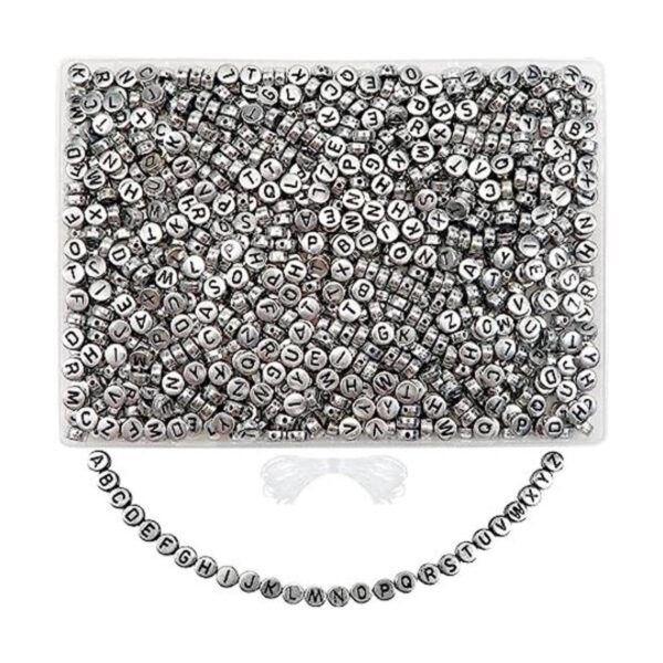 TOAOB 1000pcs Silver Round Letter Beads 4x7mm Acrylic