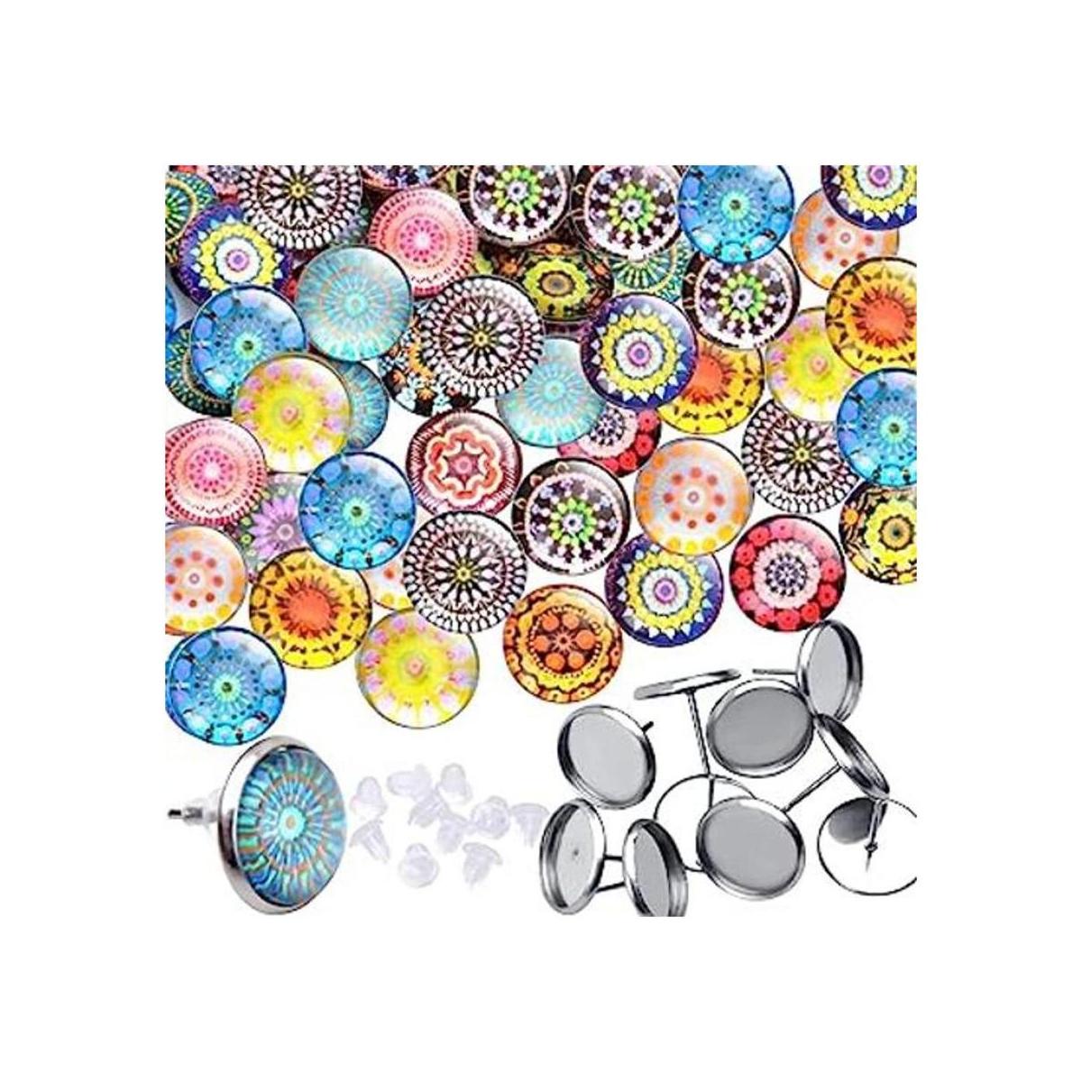 Cabujones de cristal impresos 50 piezas de 18 estilos de