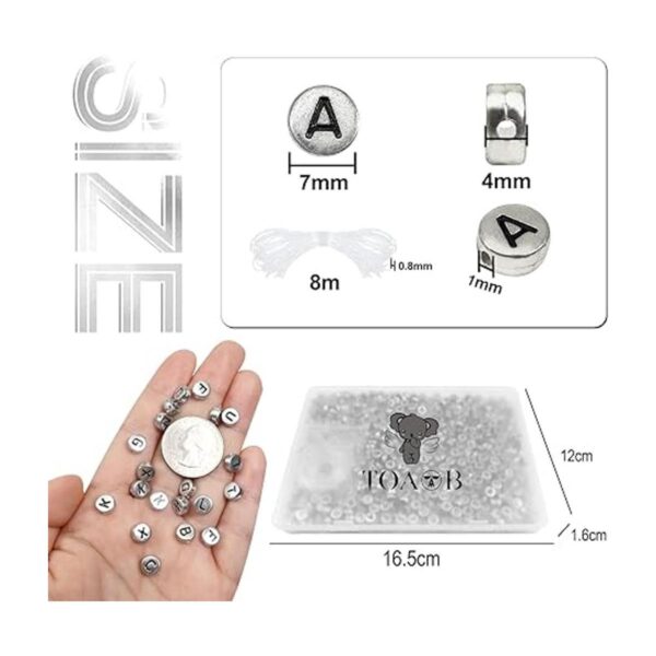 TOAOB 1000pcs Silver Round Letter Beads 4x7mm Acrylic