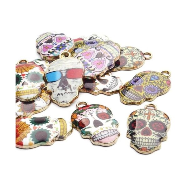 14 colgantes de calavera de azúcar esmaltados diseño de