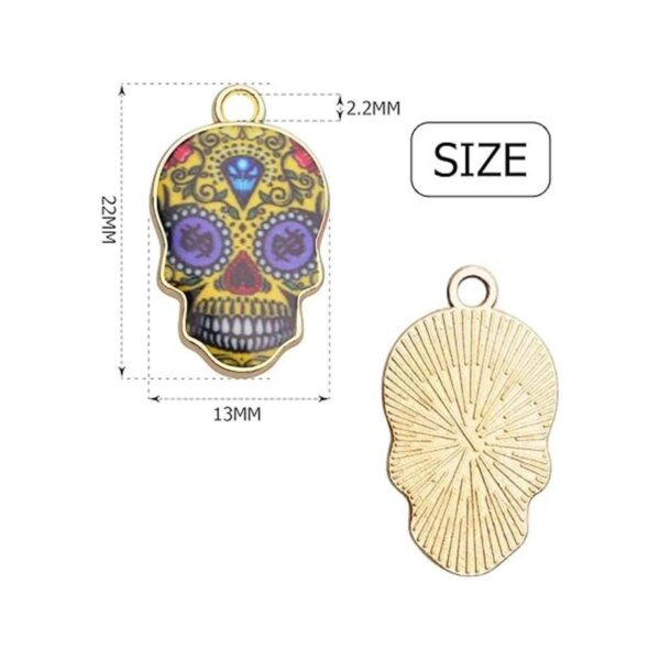 14 colgantes de calavera de azúcar esmaltados diseño de