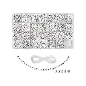 TOAOB 1440 cuentas redondas blancas de letras de 0.157 x