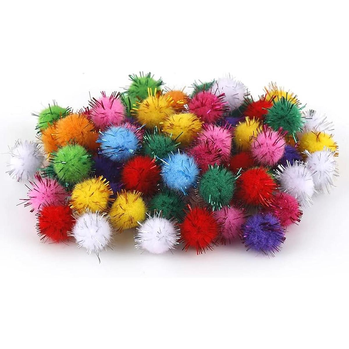 Bolas de purpurina de colores con pompón bolas peludas de