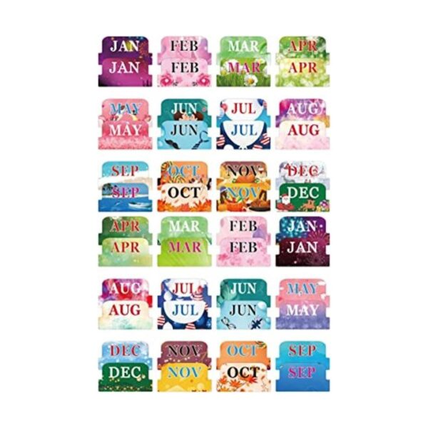 48 pestañas adhesivas mensuales de colores 4 hojas de_1