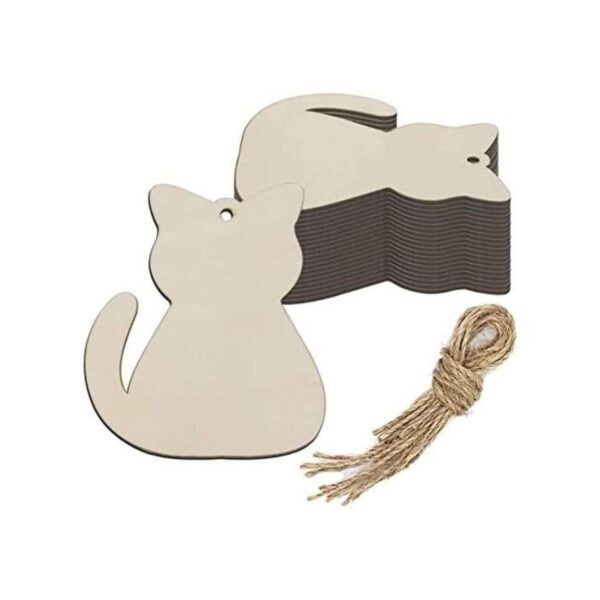 Creaides Adornos de madera con forma de gato para