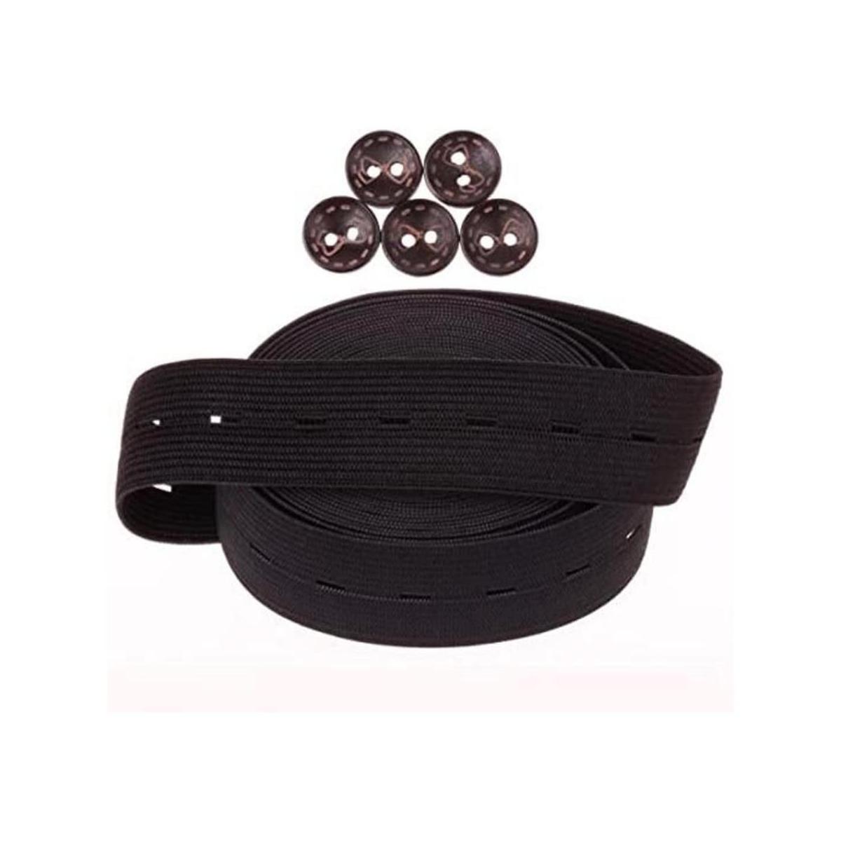 cotowin 1 inch Amplia Negro Ojal elástico 5 yards
