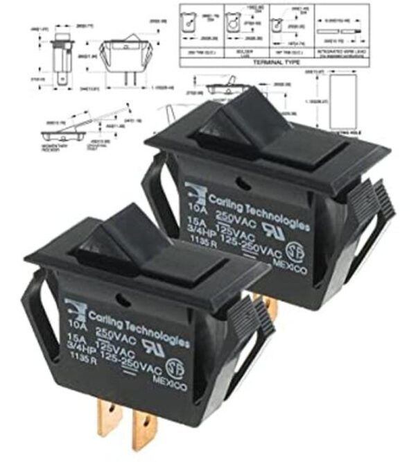 Carling Tecnologías Rocker Switches ta201tbb Pack de 2_1