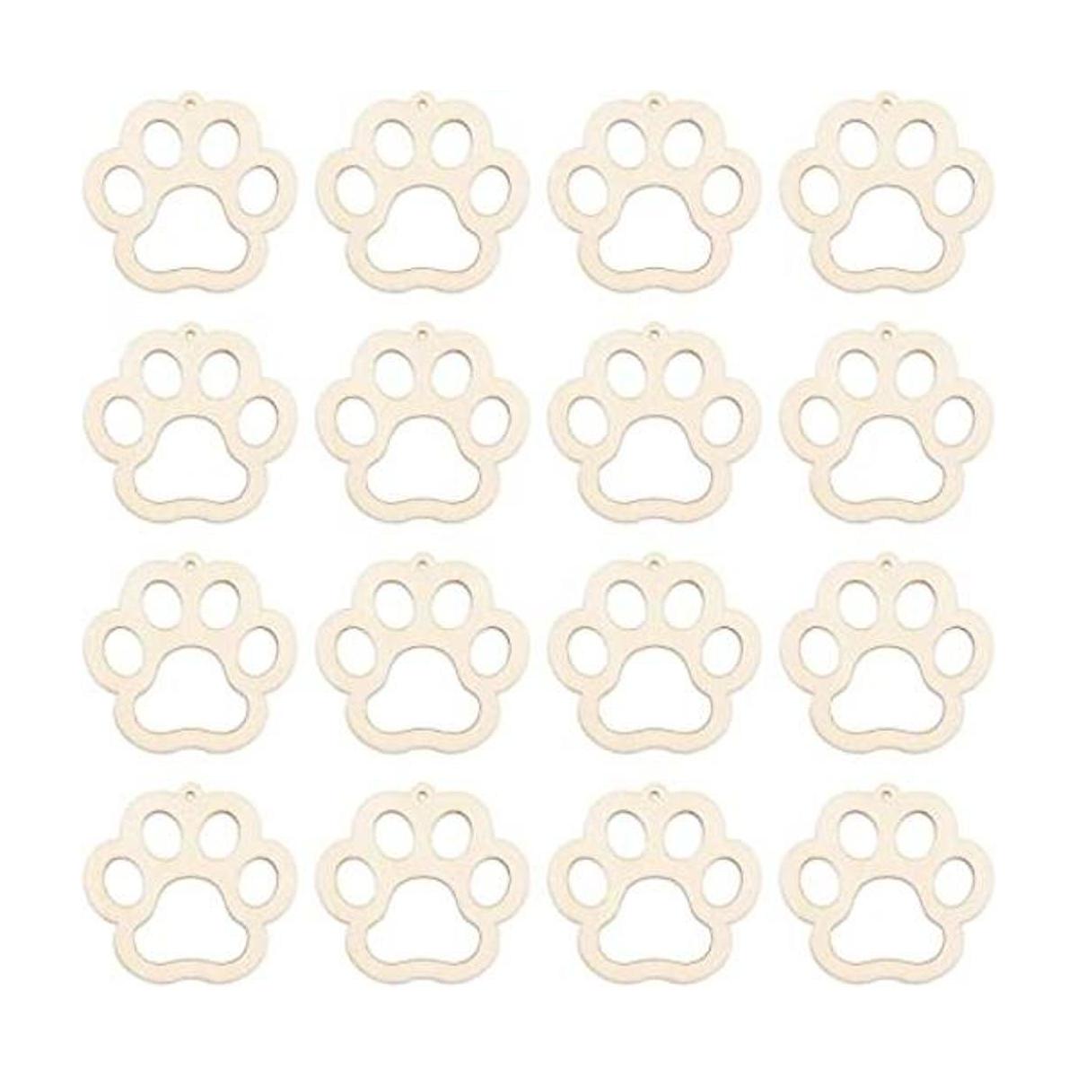 30 piezas mini pata de perro madera DIY manualidades