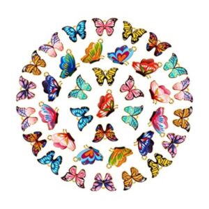 48 dijes de aleación de esmalte con estampado de mariposa
