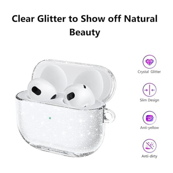Aircawin Funda para Airpods 3 con purpurina transparente_3